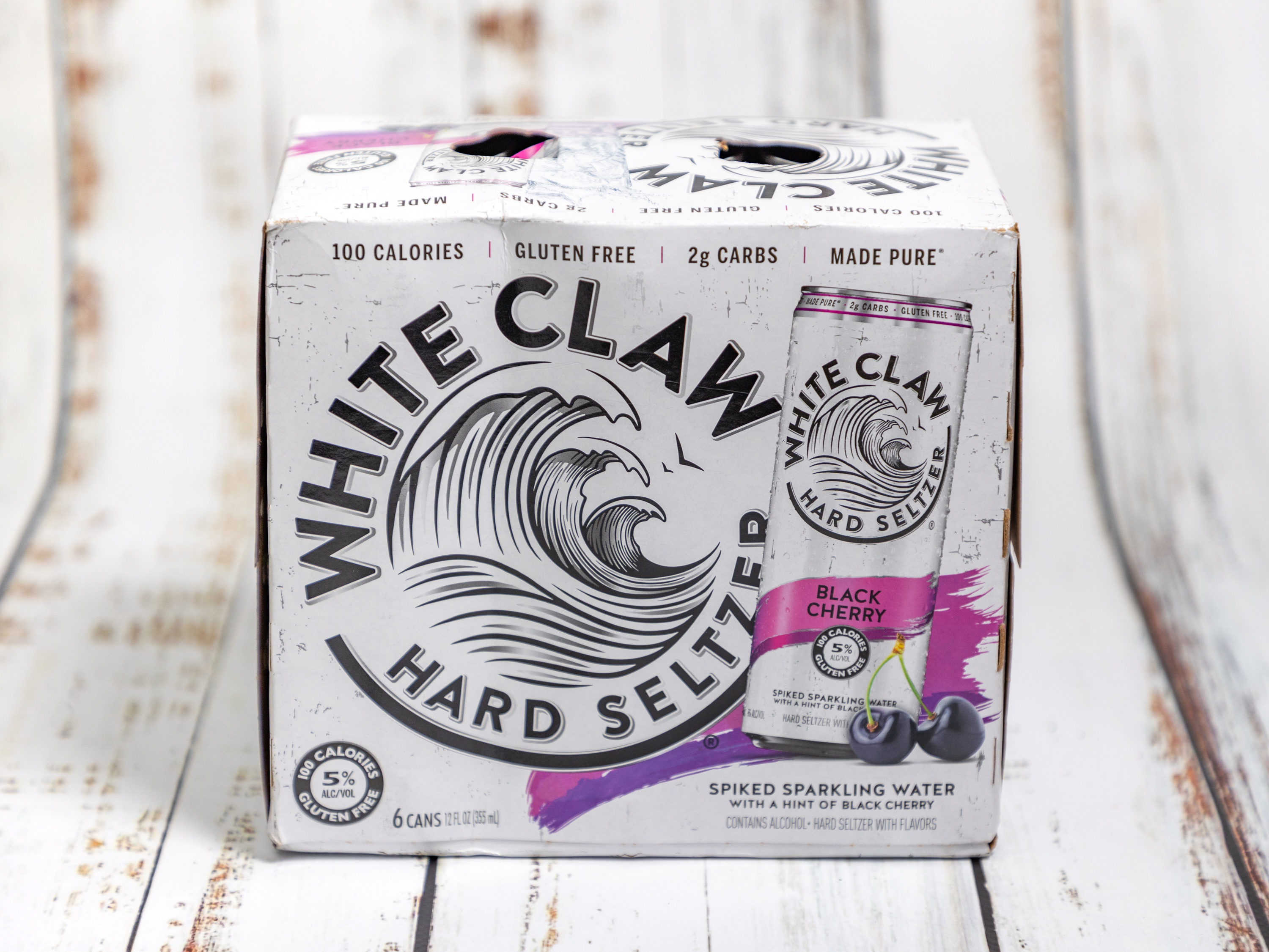 Order White Claw Black Cherry Hard seltzer 6pk 12 oz can beer food online from Alessandro Liquor store, Riverside on bringmethat.com