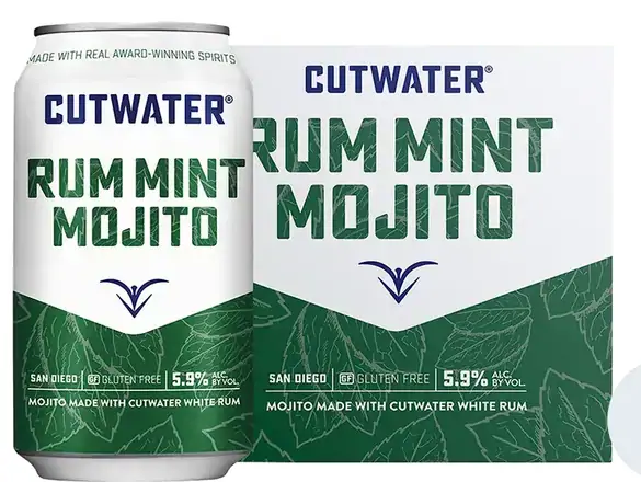 Order Cutwater Rum Mint Mojito, 4-12 oz can. (5.9% ABV) food online from Van Ness Liquors store, San Francisco on bringmethat.com