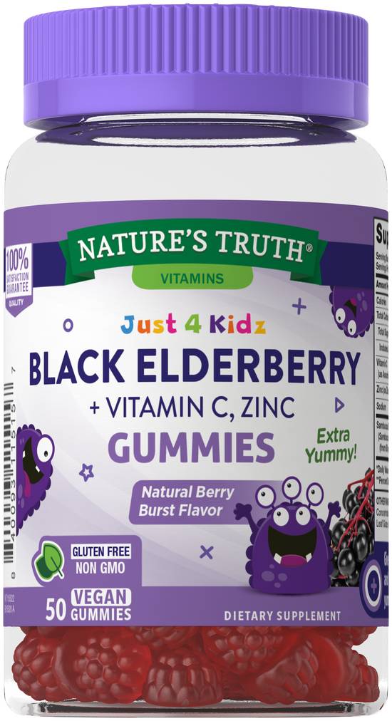 Order Nature's Truth Just 4 Kidz Black Elderberry plus Vitamin C, Zinc Gummies (50 ct) food online from Rite Aid store, Palm Desert on bringmethat.com