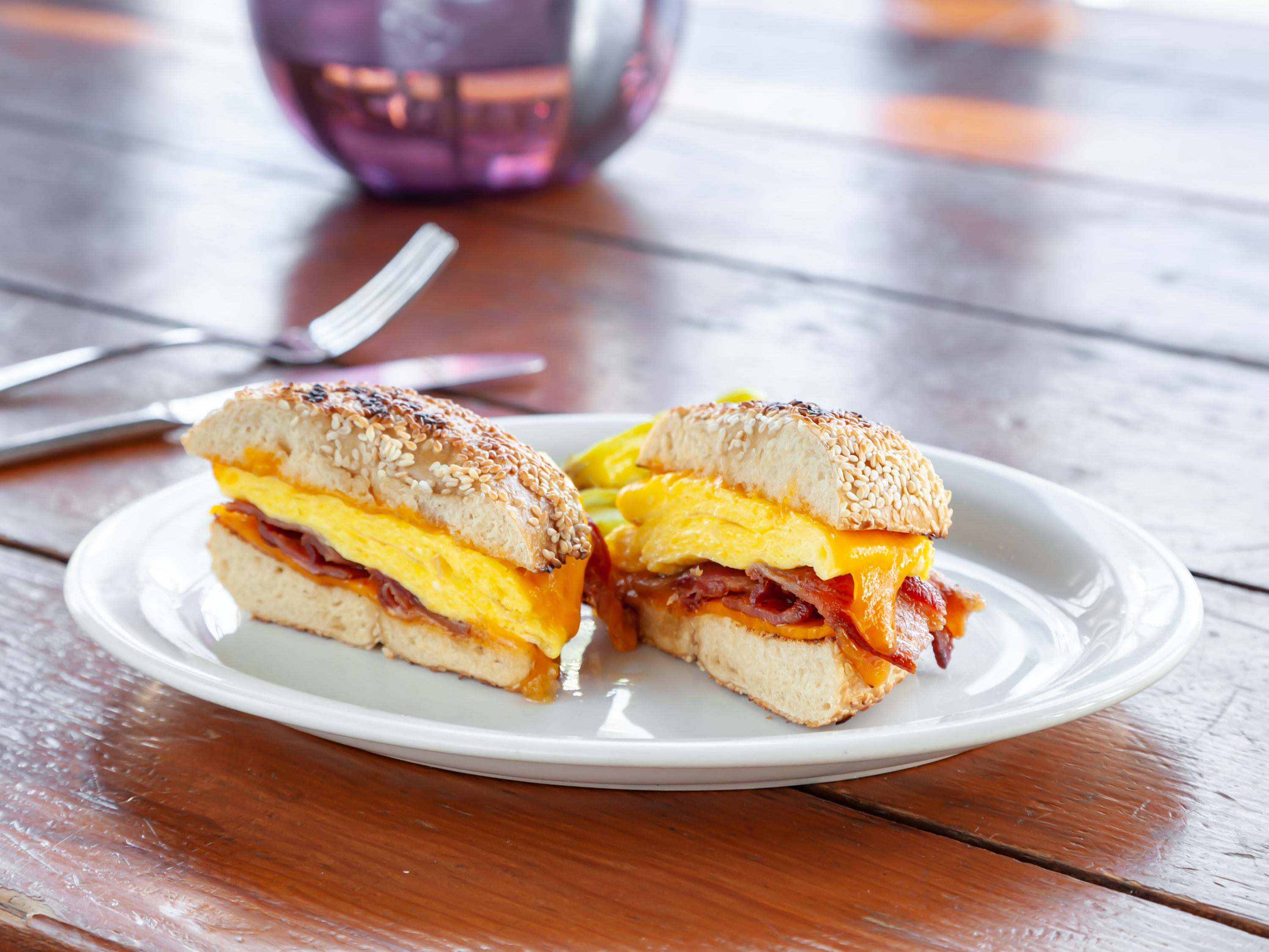 Order Bacon, Egg and Cheddar on Bagel food online from Caffe Chiave store, Oakland on bringmethat.com