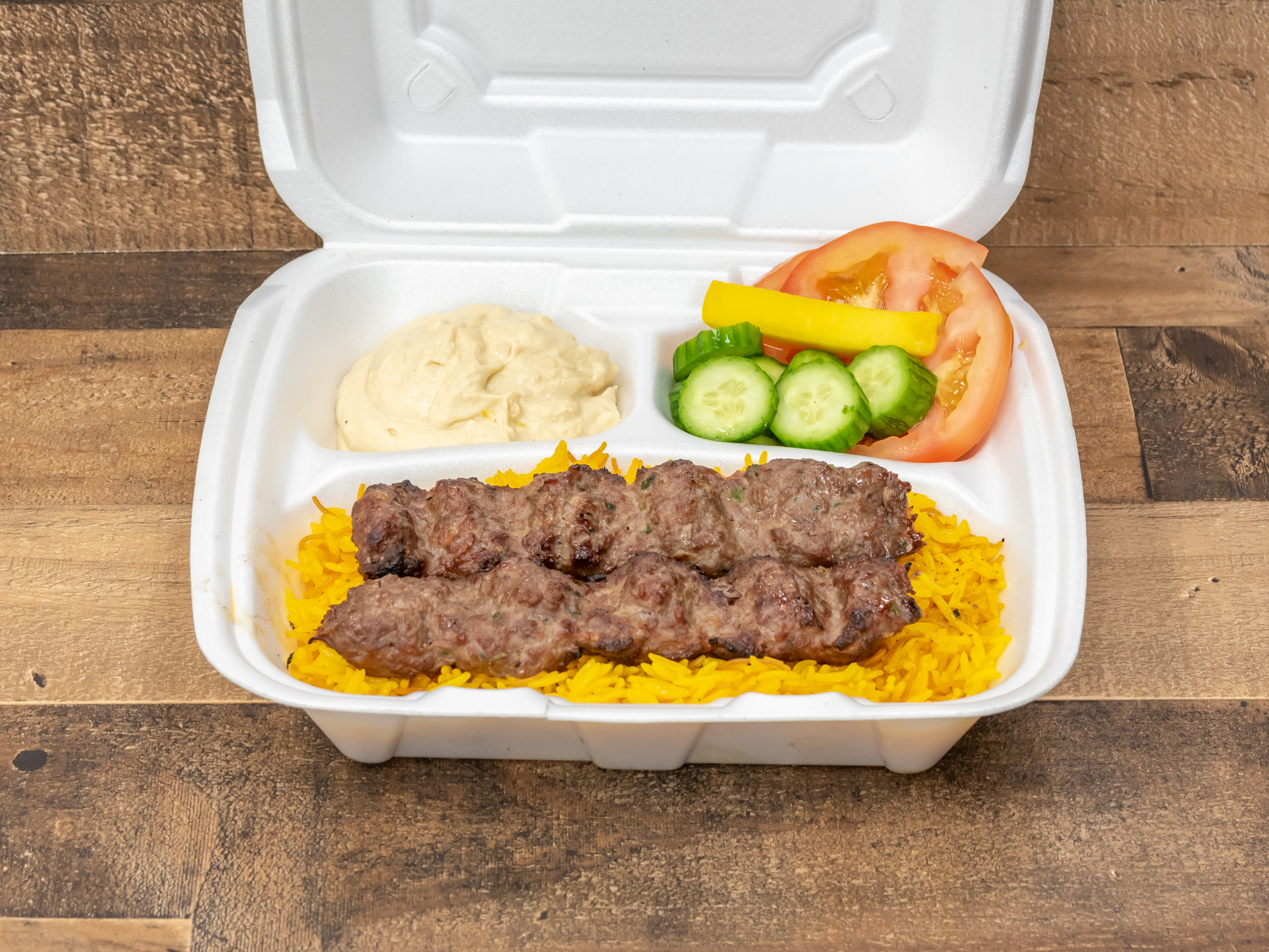 Order Beef Kabob with Rice food online from North Park Produce store, El Cajon on bringmethat.com