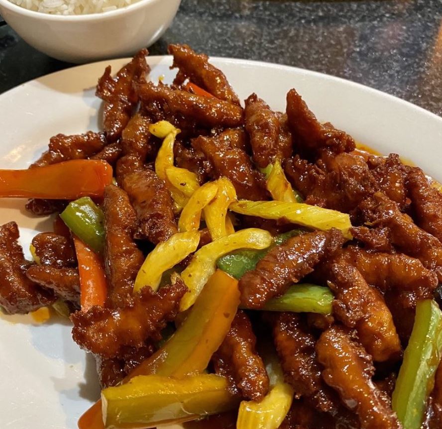 Order 52. Veggie Rib Strip with Peking Sauce food online from Chef Kenny's Asian Vegan store, Las Vegas on bringmethat.com