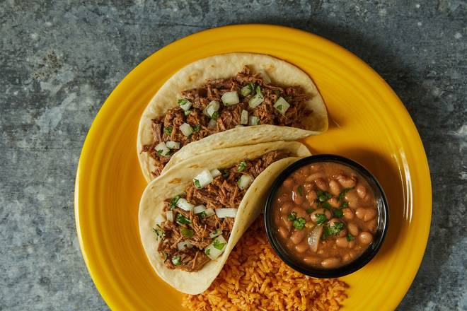 Order Slow-roasted Brisket Tacos food online from Blue Goose Cantina store, Mckinney on bringmethat.com