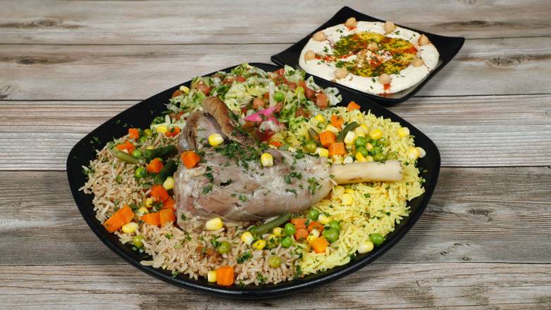 Order Lamb shank plate food online from Lotus Falafel And Shawerma store, San Bruno on bringmethat.com