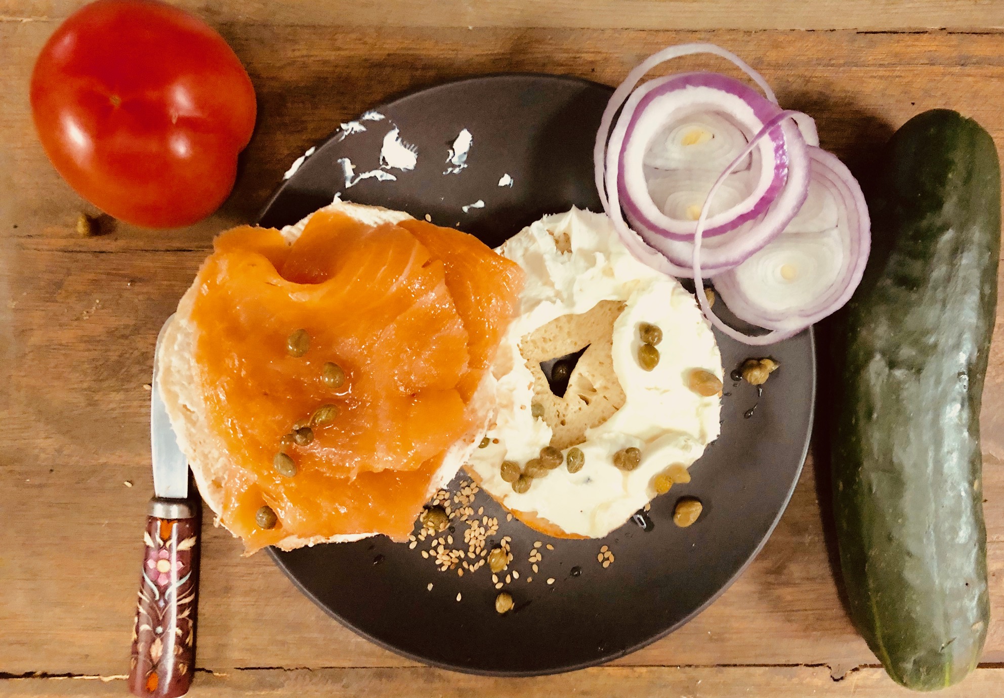 Order Bagel with Gourmet Cream Cheese food online from Bagel Crust Cafe store, State College on bringmethat.com