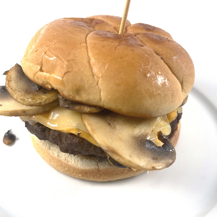 Order Mushroom & Swiss Burger food online from A Walk In The Park Café store, Akron on bringmethat.com