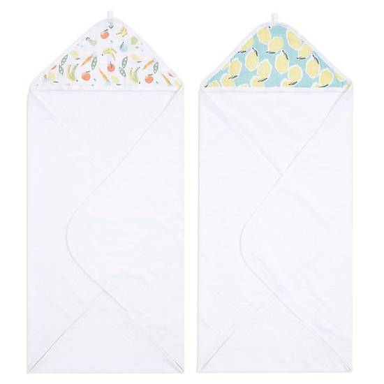 Order aden + anais™ essentials Farm to Table 2-Pack Hooded Towels in Grey food online from buybuy BABY store, Fresno on bringmethat.com