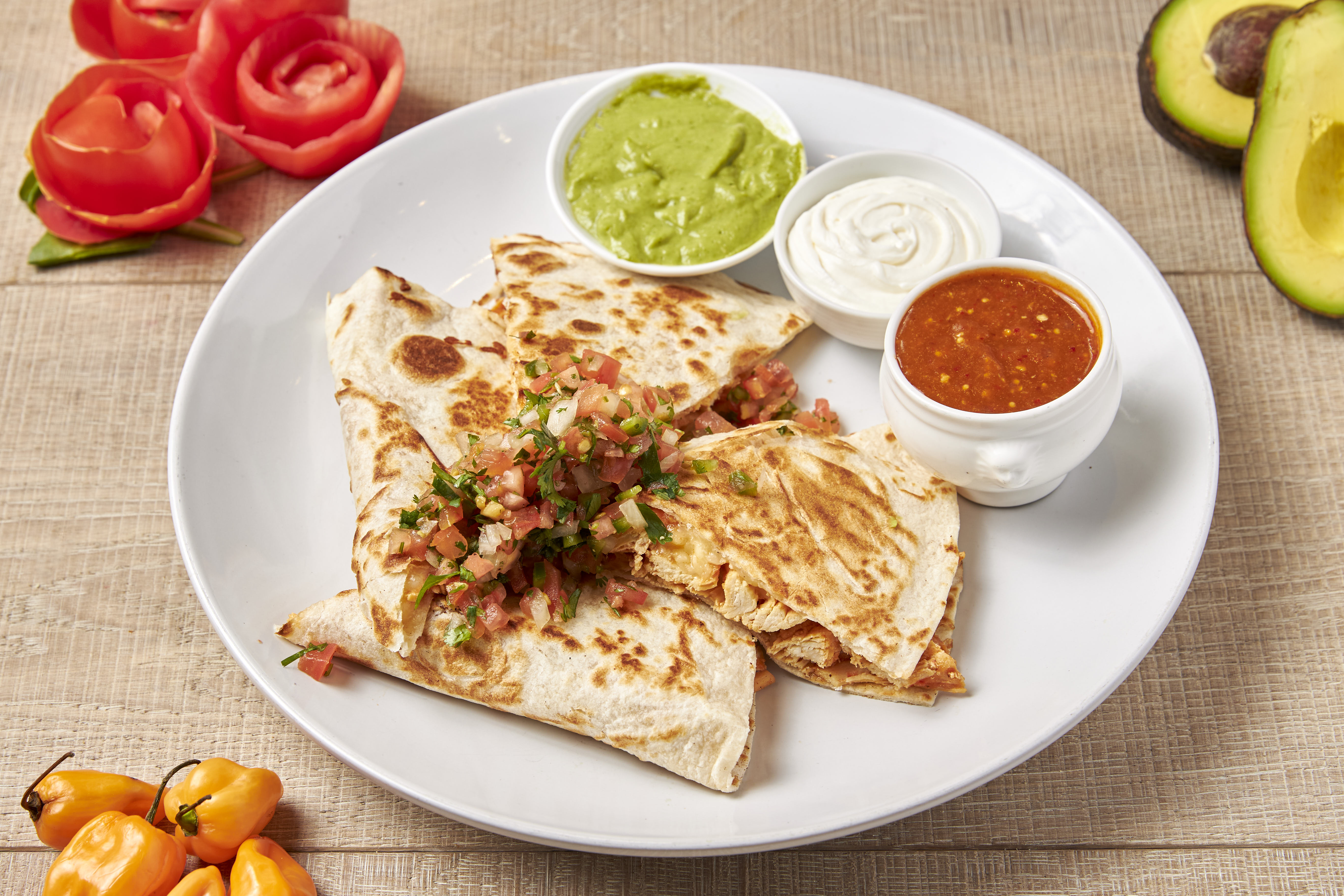 Order Tangy Chicken Tinga Quesadilla food online from Market Creations store, Chicago on bringmethat.com