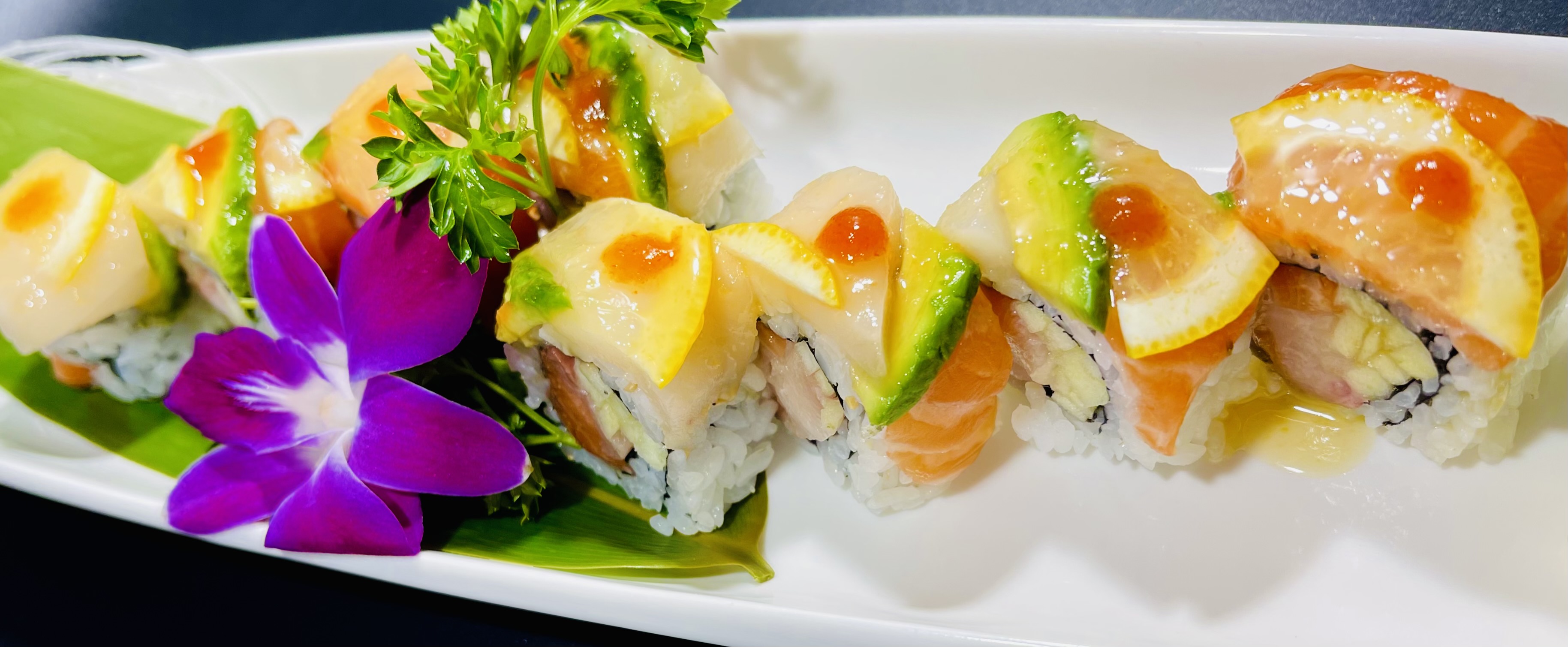 Order Sunset Roll food online from Tsuki Sushi store, Lombard on bringmethat.com