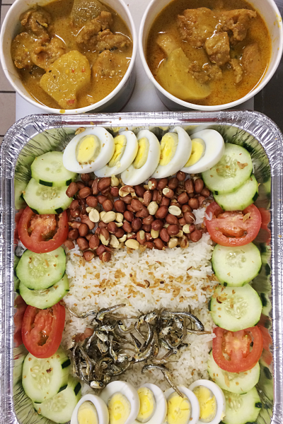 Order Nasi Lemak with Chicken Curry Tray food online from Seasons Kitchen USA store, Anaheim on bringmethat.com