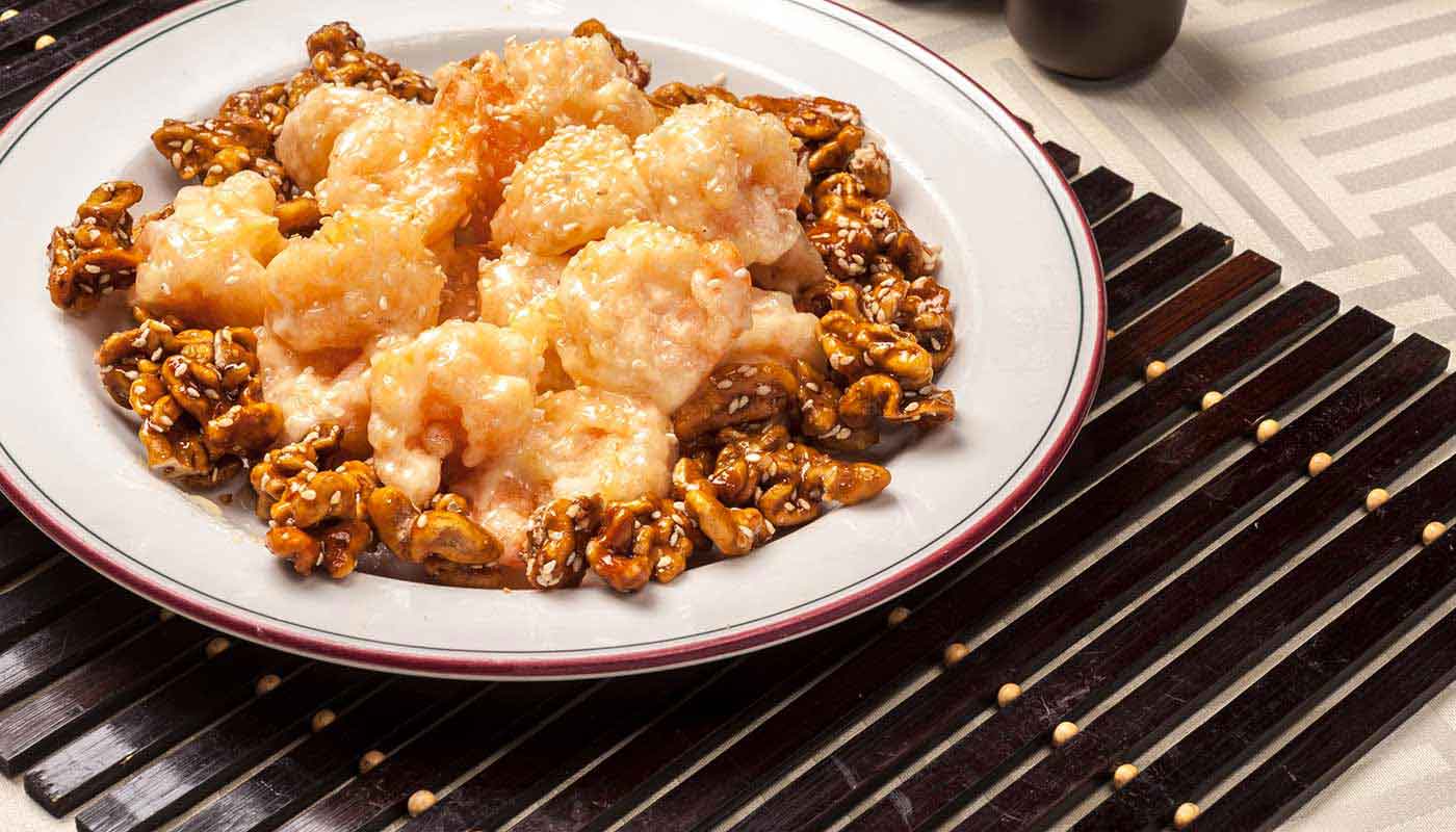Order G42. Shrimp with Walnut (合桃明蝦球) food online from Happy Harbor Cuisine store, Alhambra on bringmethat.com