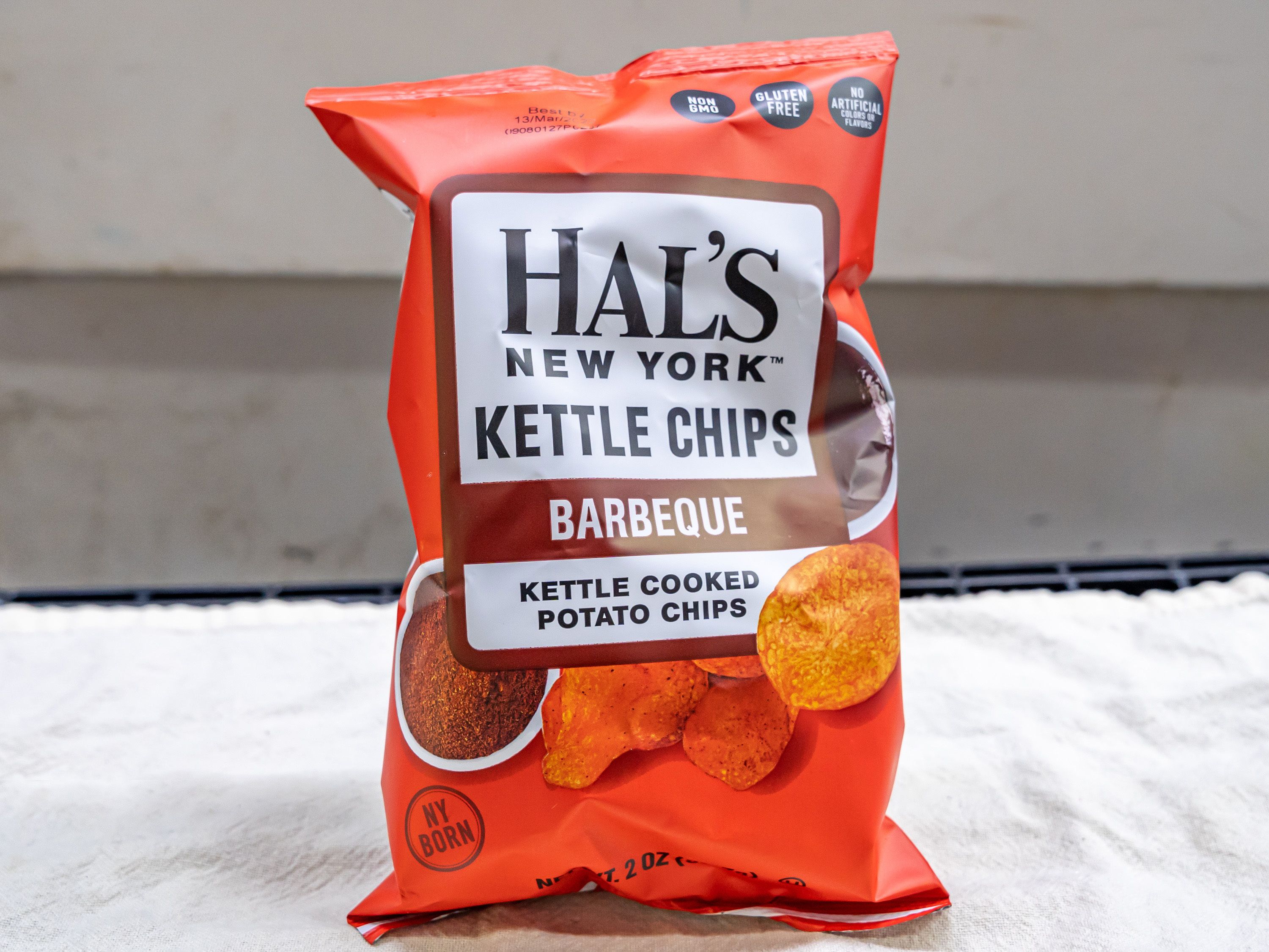 Order Hal's New York kettle chips - BBQ -2oz food online from Quentin Deli and Grocery store, Brooklyn on bringmethat.com
