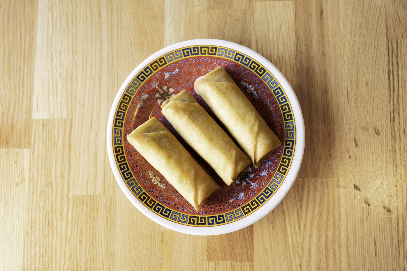 Order 3 Vegetarian Egg Rolls food online from Gk Mongolian Bbq store, Stockton on bringmethat.com