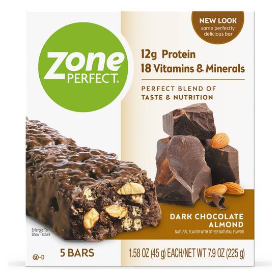 Order ZonePerfect Protein Bar Dark Chocolate Almond Bars (1.58 oz x 5 ct) food online from Rite Aid store, Mckinleyville on bringmethat.com