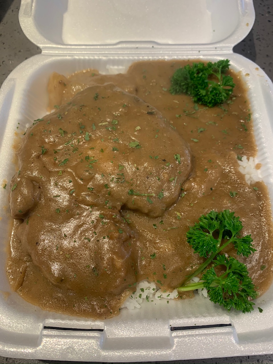 Order Smothered Pork Chop w/side food online from Solid Rock Cafe store, Antioch on bringmethat.com
