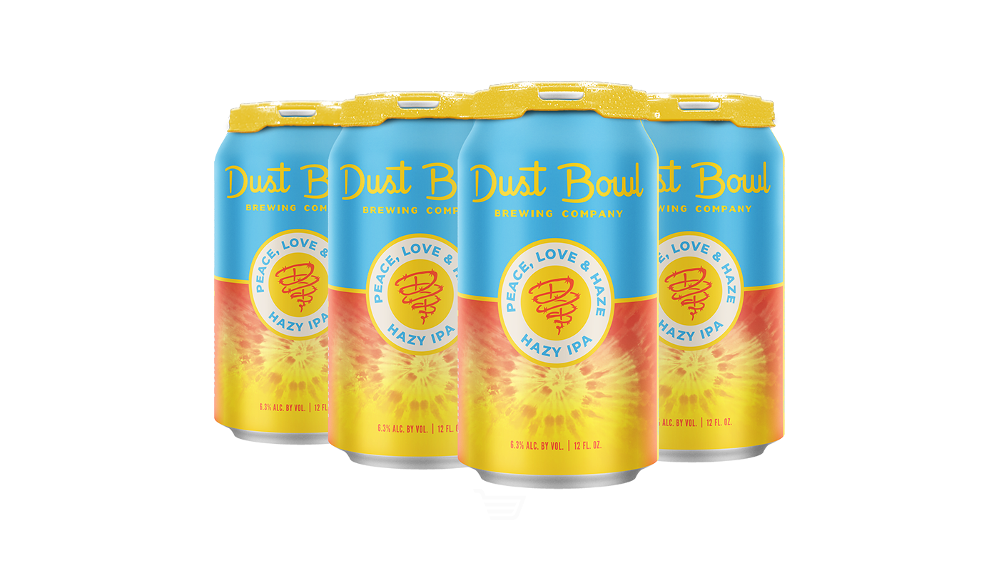Order Dust Bowl Peace Love & Haze 6 Pack 12 oz Cans 6.3% ABV food online from Oak Knoll Liquor store, Santa Maria on bringmethat.com