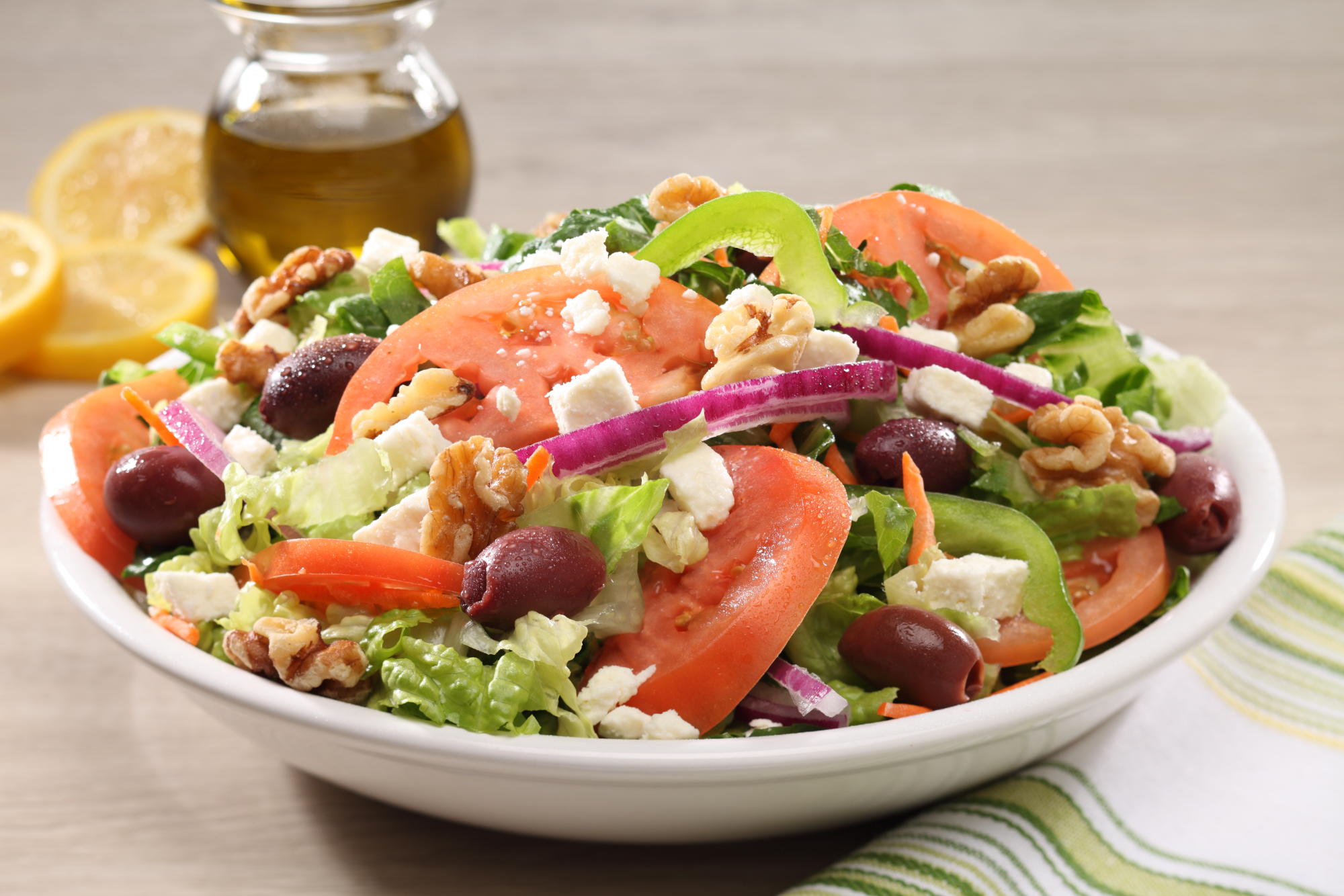 Order Greek Salad food online from Cafe49 Halal Pizzeria store, Charlotte on bringmethat.com