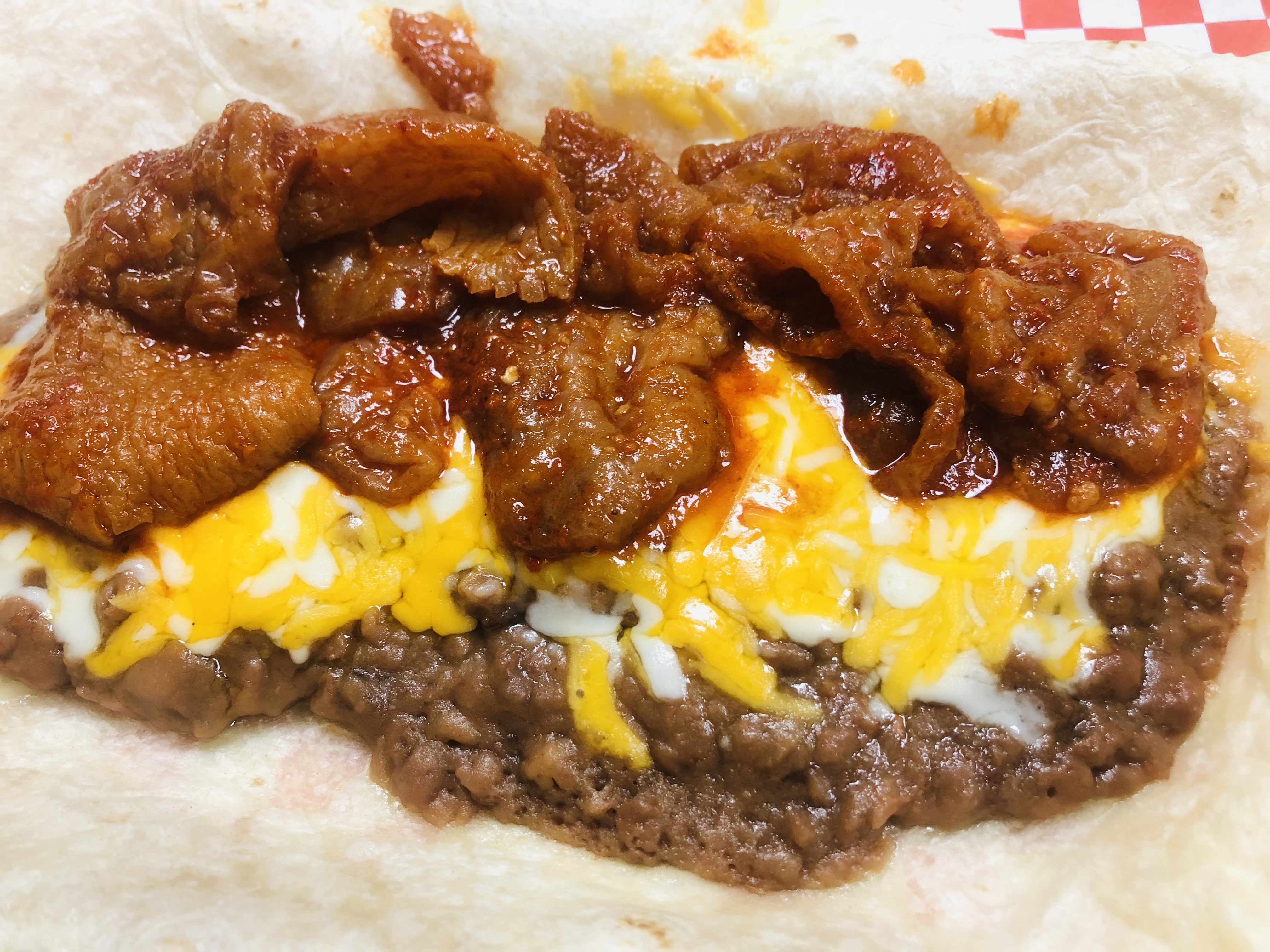 Order Red Chicharone Burrito food online from Nana Tamales New Mexico Specialties store, Temecula on bringmethat.com