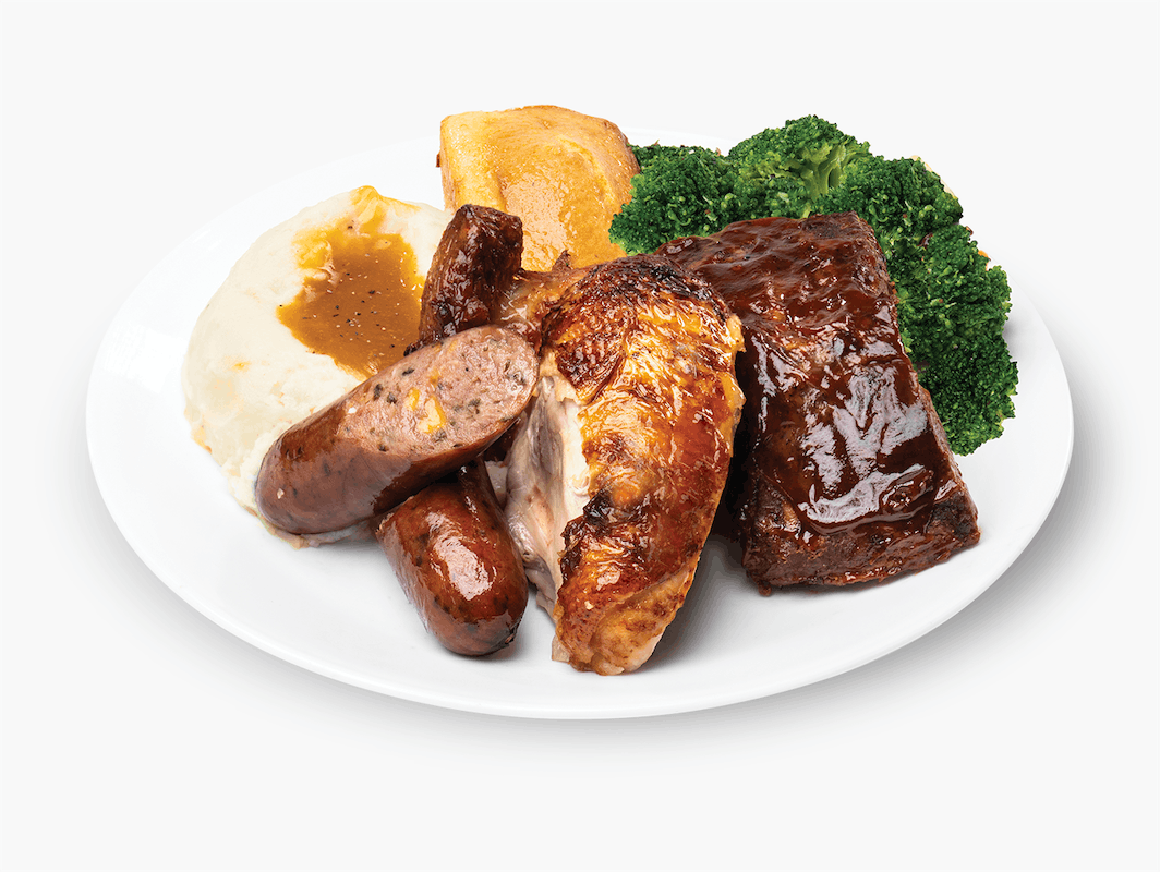 Order 3 Meat Combo Plate - 1/4 Chicken, Ribs & Sausage food online from Boston Market store, Trenton on bringmethat.com