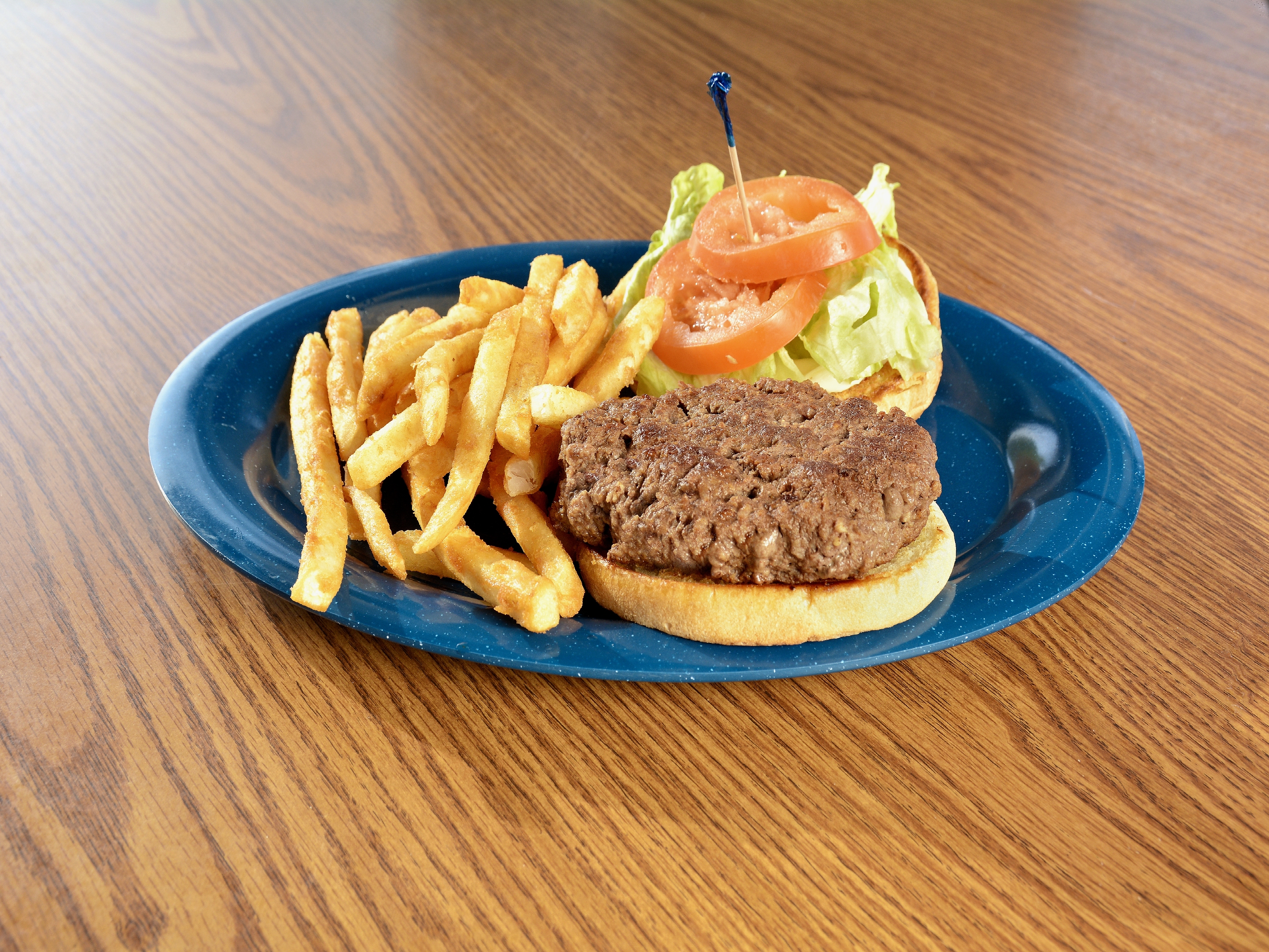 Order 1/2 lb. Deluxe Hamburger food online from Fuzzy Restaurant store, Saginaw on bringmethat.com