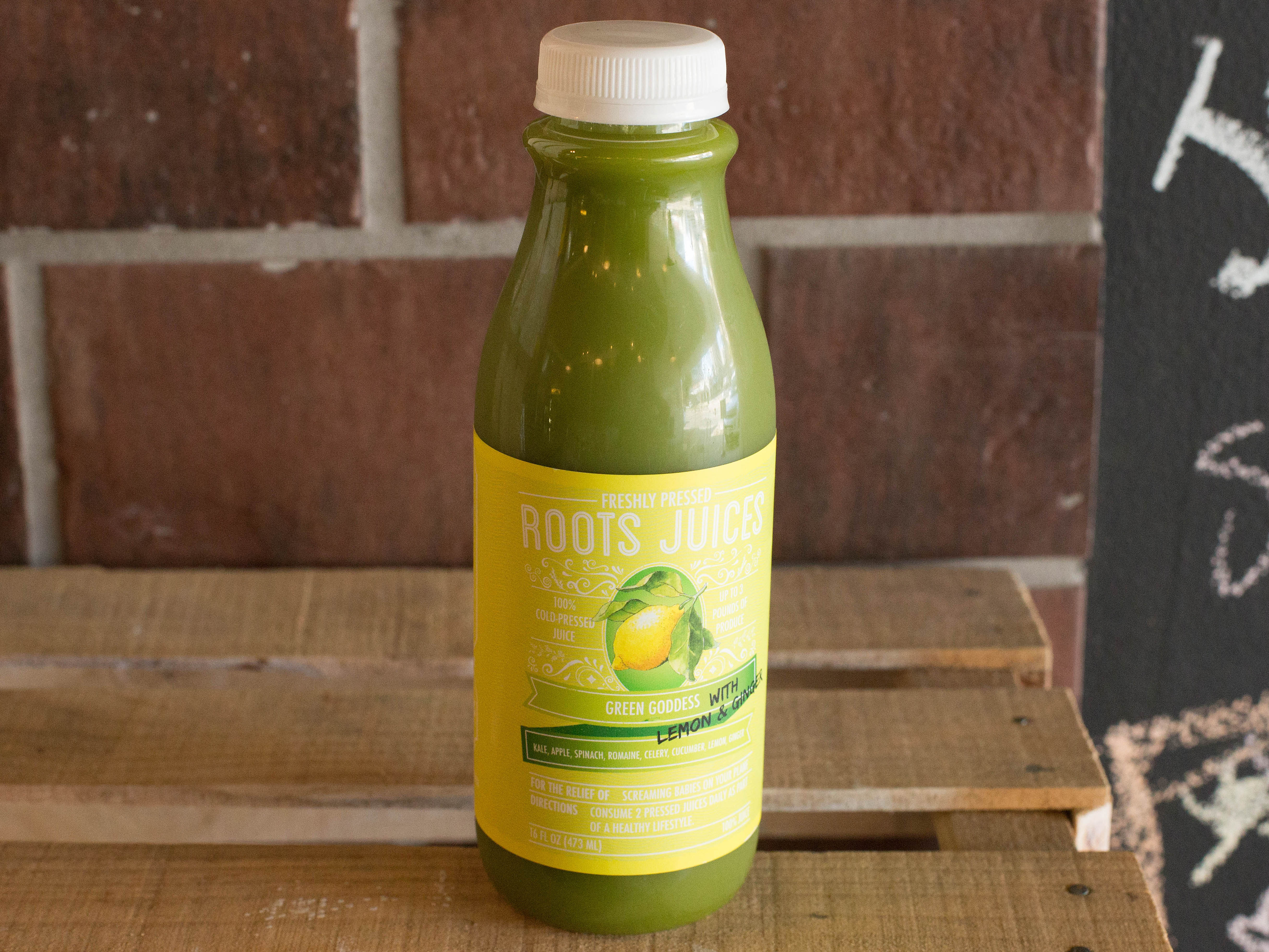 Order Green Goddess Juice food online from Roots Juices store, Dallas on bringmethat.com