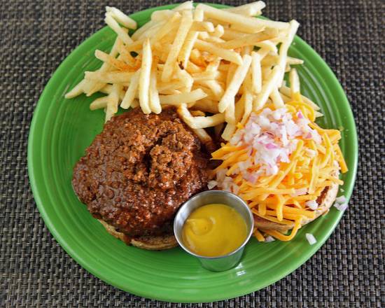 Order Texas Chili Burger food online from Barnaby Cafe store, Houston on bringmethat.com