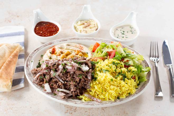 Order Beef Shawarma Plate food online from Shawarma House store, Garden Grove on bringmethat.com