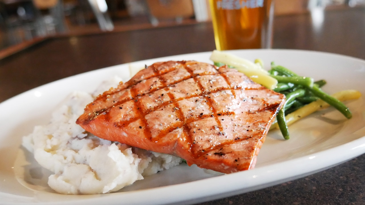 Order Grilled  Salmon food online from Ram Restaurant & Brewery store, Salem on bringmethat.com