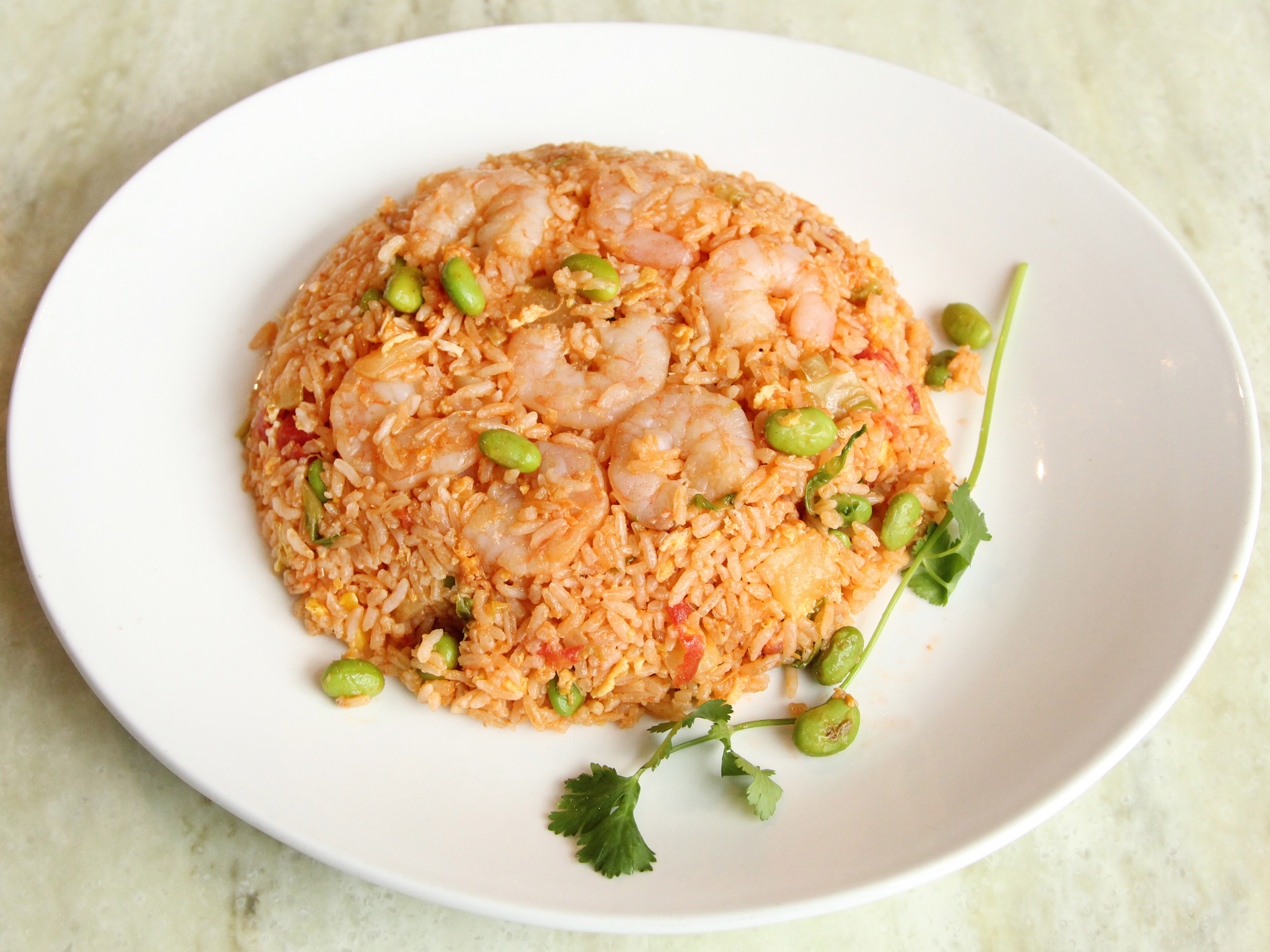 Order Fujian Red Fried Rice with Shrimp food online from The Pearl Asian Kitchen store, Shaker Heights on bringmethat.com
