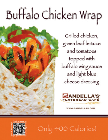 Order Buffalo Chicken Wrap food online from Sandella's Flatbread Cafe store, Washington on bringmethat.com