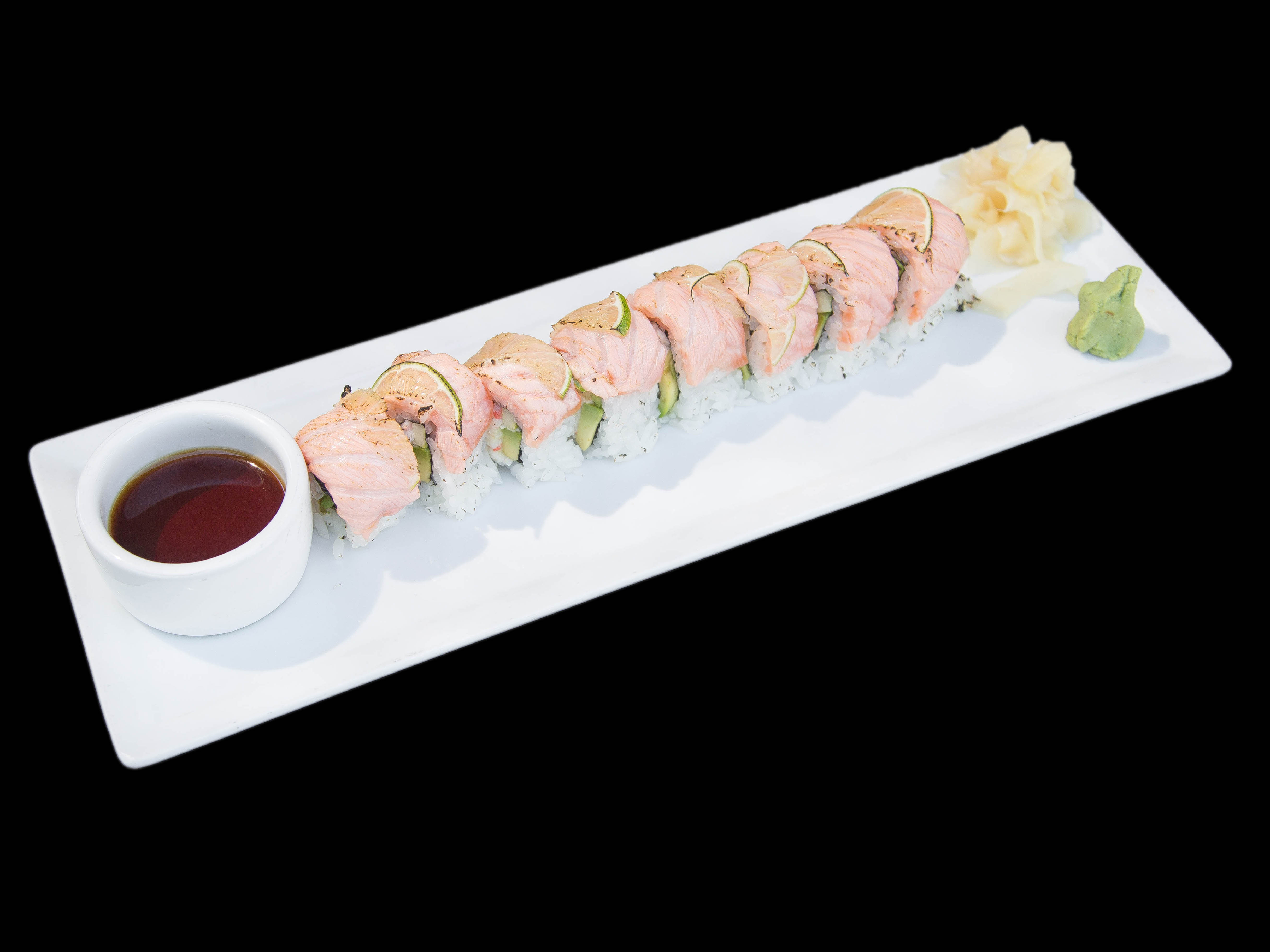 Order Seared Salmon Lime Roll food online from Ten Asian Bistro store, Newport Beach on bringmethat.com