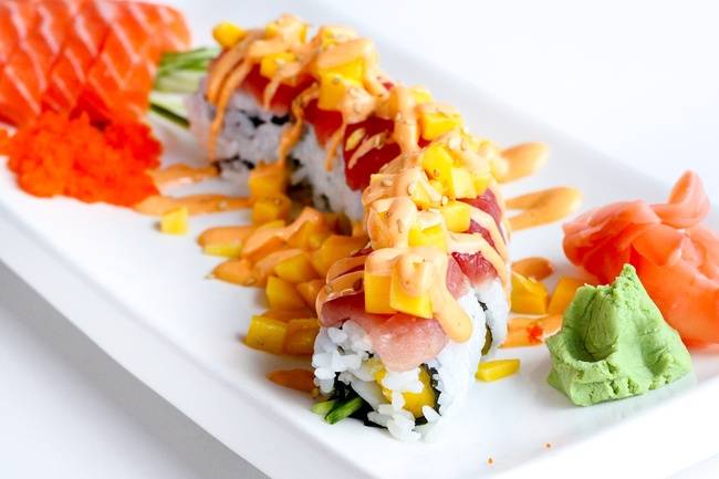 Order Mango Madness Maki food online from B Cafe store, Quincy on bringmethat.com