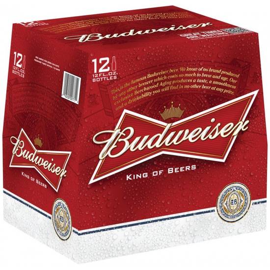 Order Budweiser King Of Beer 12 Pack Bottle food online from Red Roof Market store, Lafollette on bringmethat.com