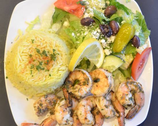 Order Grilled Shrimp Platter food online from Sinbad Mediterranean Grill store, Atlanta on bringmethat.com