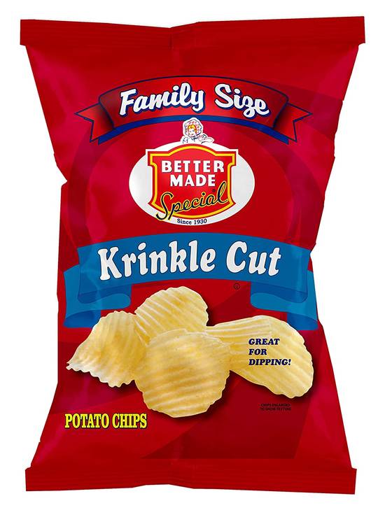 Order Better Made Krinkle Cut Family Size Potato Chips food online from Exxon Food Mart store, Port Huron on bringmethat.com