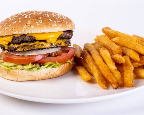 Order Double Cheeseburger with Fries food online from New York Chicken & Gyro store, Los Angeles on bringmethat.com