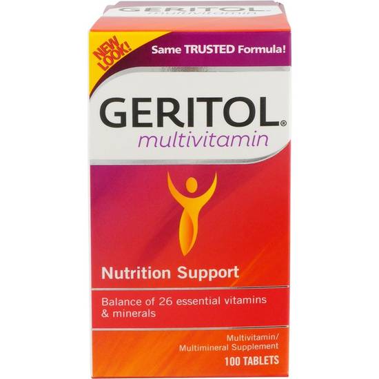 Order Geritol Multi-Vitamin/Multi-Mineral Tablets (100 ct) food online from Rite Aid store, Palm Desert on bringmethat.com