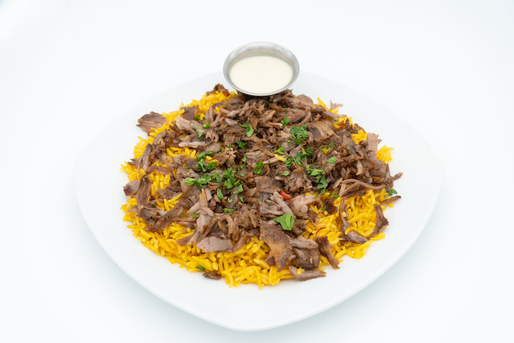 Order Beef Shawarma Platter food online from Sallora & Sam Bakery Grill And Catering store, Bridgeview on bringmethat.com