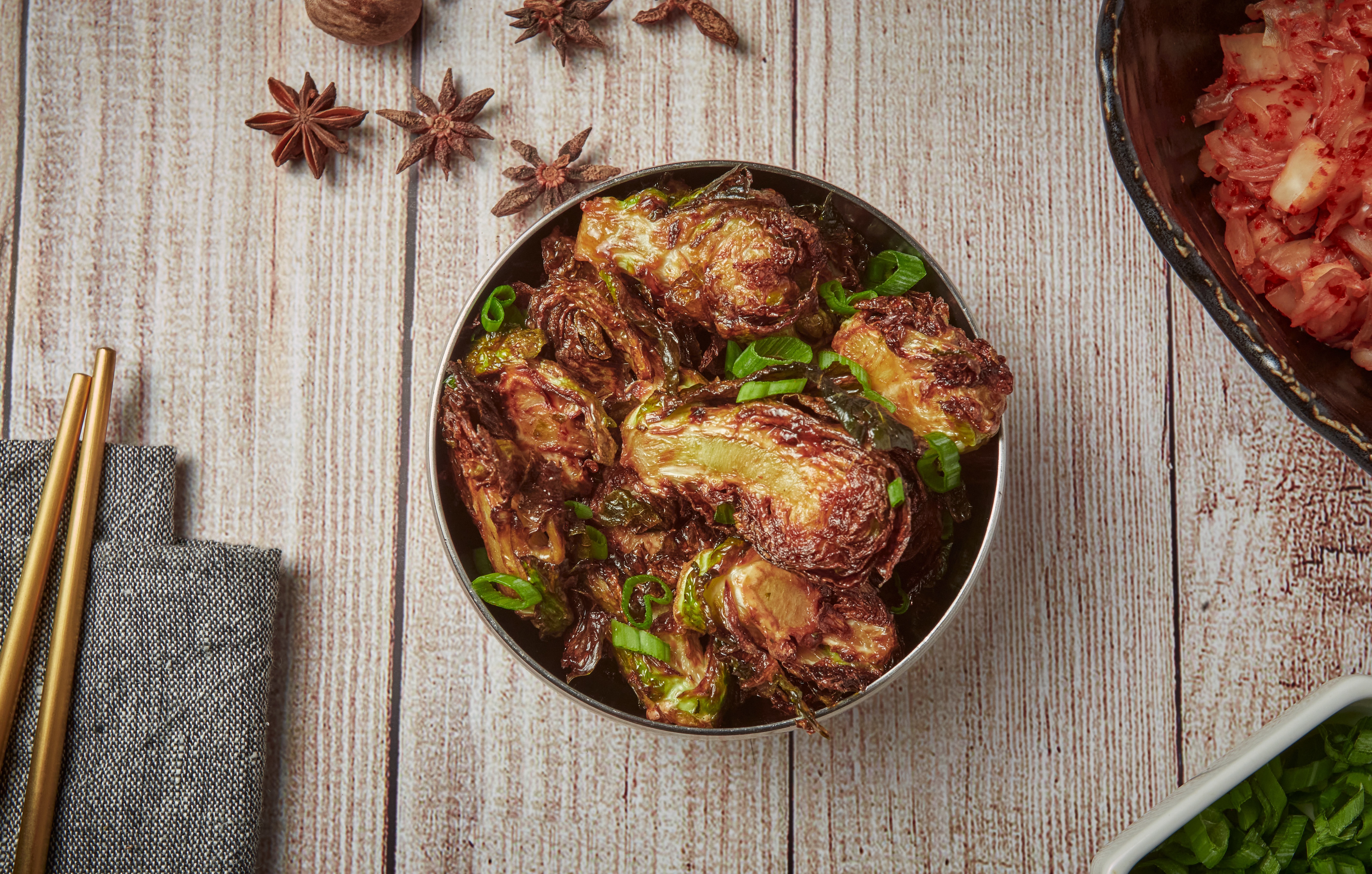Order Chili Glazed Brussel Sprouts food online from Vegan Harvest store, New York on bringmethat.com