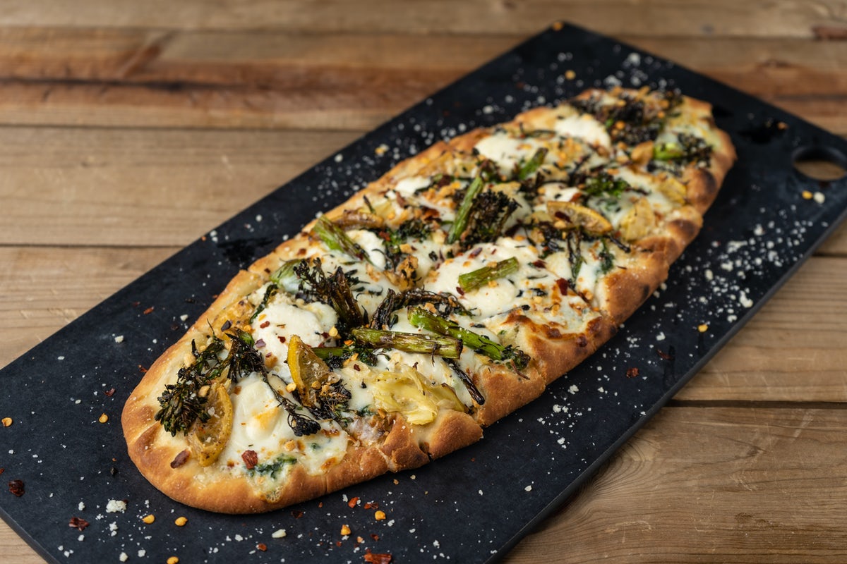 Order Roasted Veggie Flatbread food online from Bar Louie store, West Des Moines on bringmethat.com