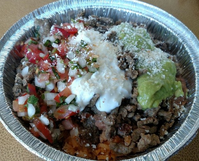 Order Choose your meat- Rice Bowl food online from Valeries Taco Shop store, Vista on bringmethat.com