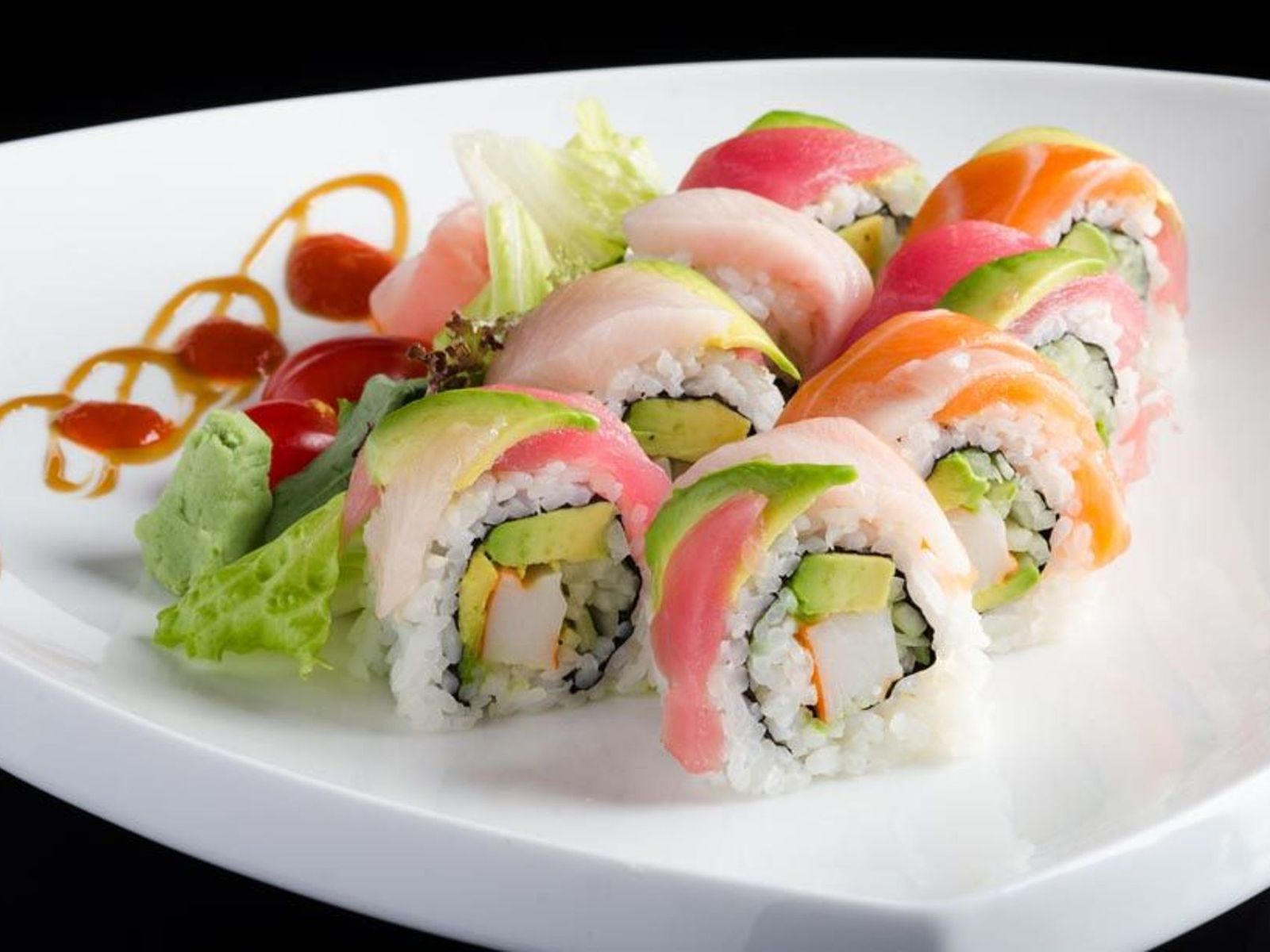 Order Rainbow Roll food online from cafe muscat store, Fresh Meadows on bringmethat.com