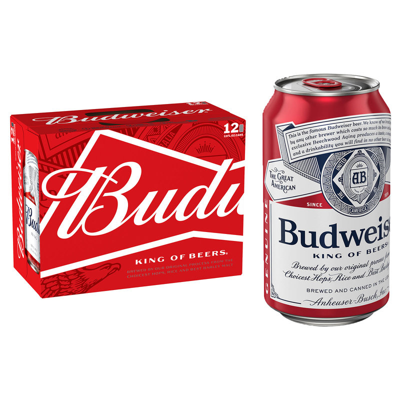 Order Budweiser Beer 5.0% ABV 12 Pack Can food online from Mirage Wine & Liquor store, Palm Springs on bringmethat.com