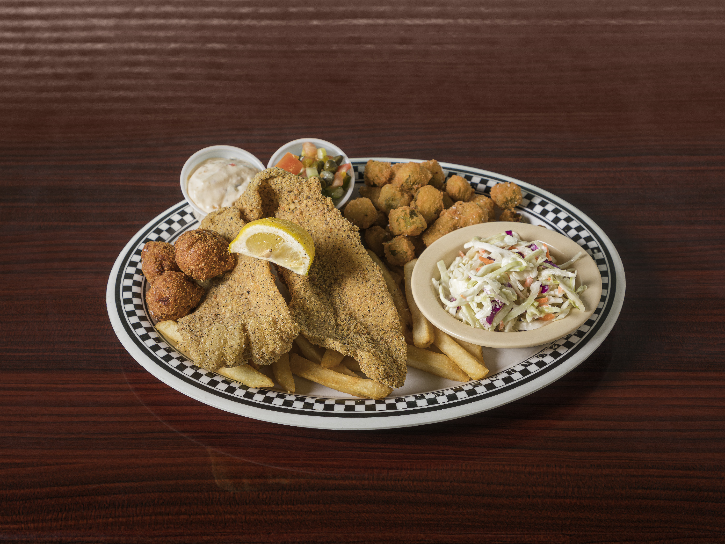 Order Catfish Dinner food online from Golden Saddle Cafe store, Tulsa on bringmethat.com