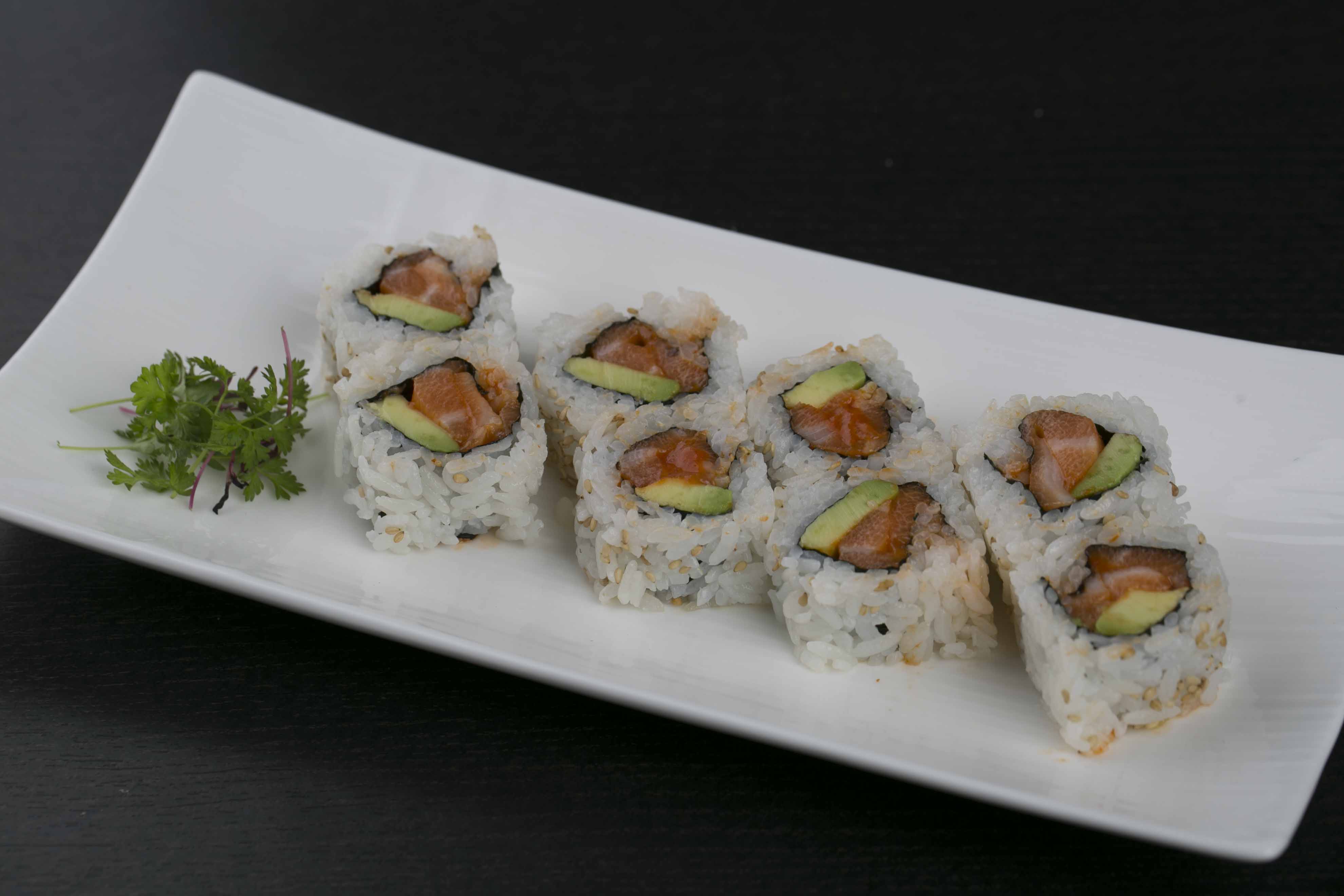 Order E11. Spicy Salmon Roll food online from Icho Izakaya Fusion Cuisine store, Temple City on bringmethat.com