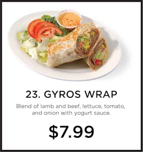 Order 23. Gyros Wrap food online from Mystic Grill store, La Mesa on bringmethat.com