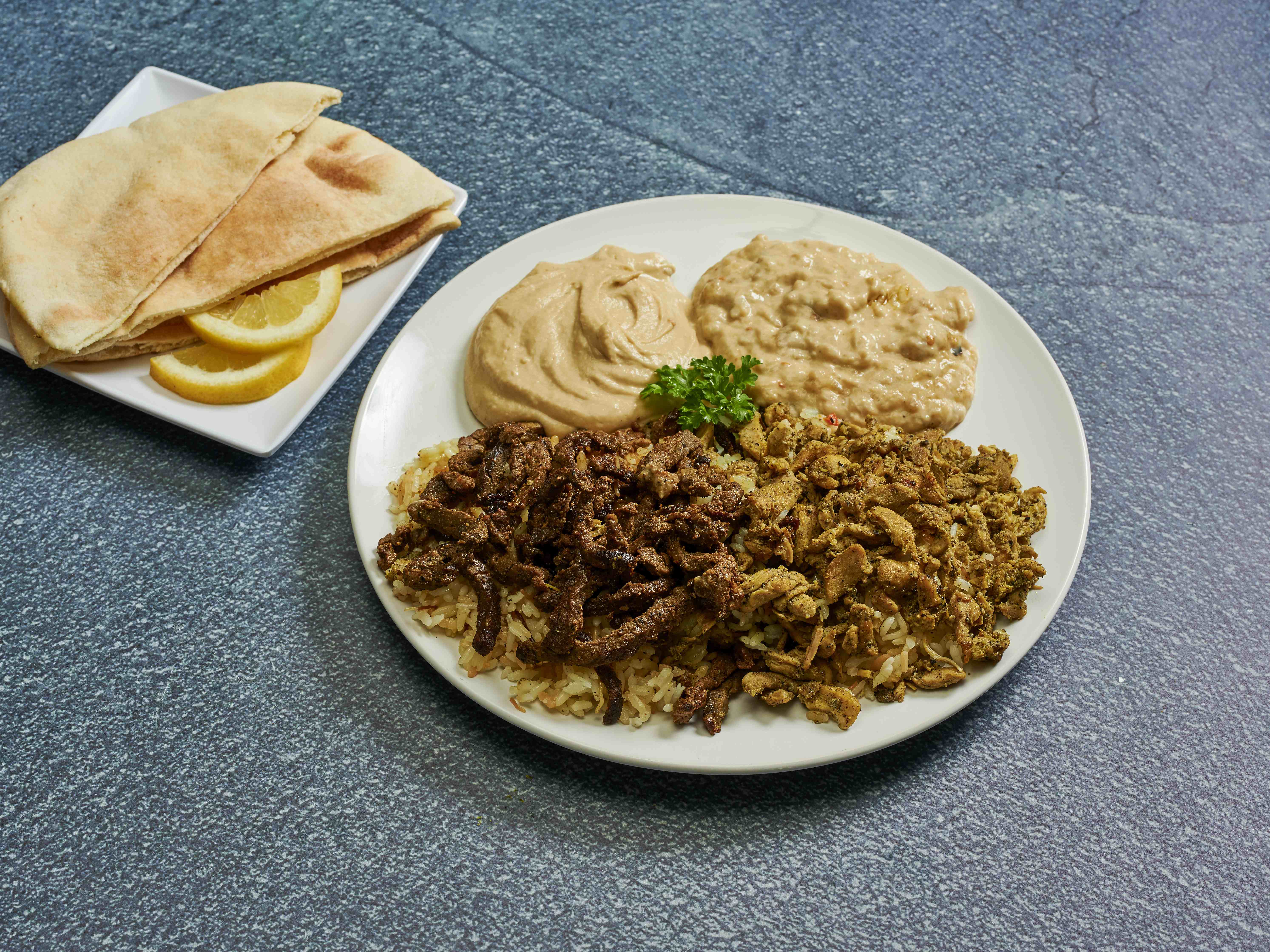 Order Combo Shawerma Plate food online from Kabab Grill Restaurant store, Westminster on bringmethat.com
