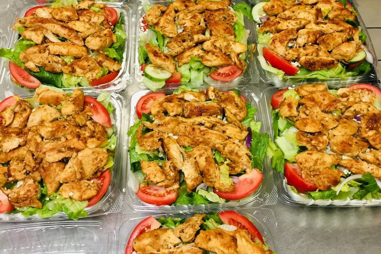 Order **Chick Kebob Salad food online from Pizza Queen store, Providence on bringmethat.com