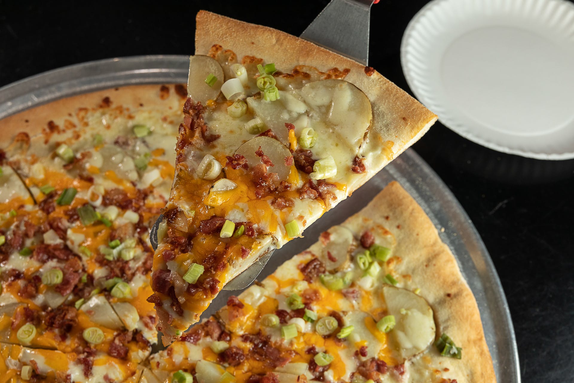 Order Baked Potato Pizza - 14" food online from Brick 3 Pizza store, Milwaukee on bringmethat.com
