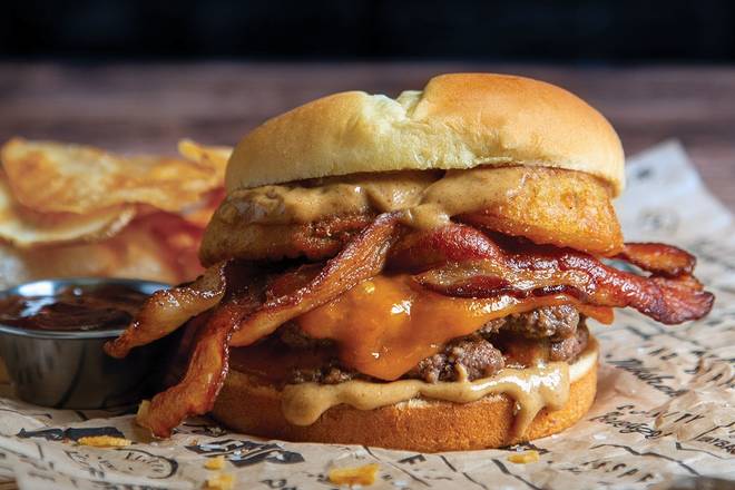 Order Bourbon Bacon Burger food online from Wayback Burgers store, Spartanburg on bringmethat.com